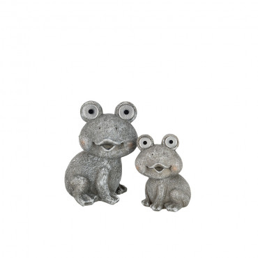 Grenouille Solaire Resine Gris Grande Taille