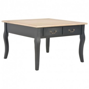 Table basse Noire en bois avec plateau couleur naturelle 80x80x50cm