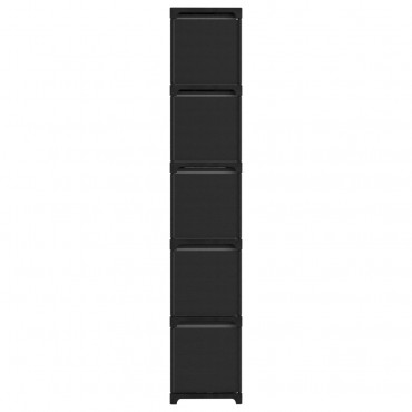 Étagère Cubique Noire En Tissu Avec 15 Boîtes Hauteur 175,5cm