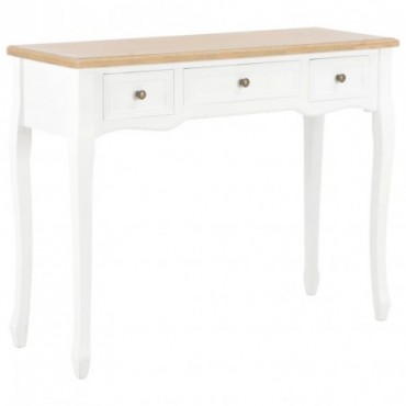 Console style coiffeuse pieds baroques avec 3 tiroirs Blanc