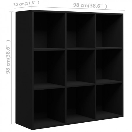 Bibliothèque Moyenne 9 Casiers En Aggloméré Noir Longueur 98cm