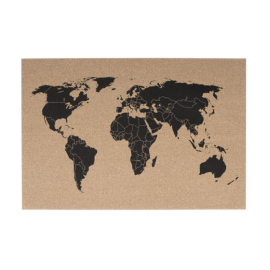 Carte du monde à épingles - Rose poudré (Détaillé) 