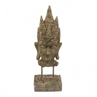 Buste De Bouddha Marron Antique Polyrésine/Métal Hauteur 38 Cm