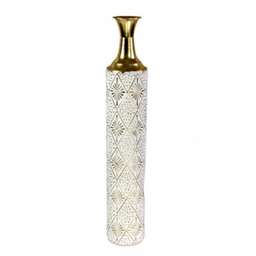Vase Delphi Doré/Blanc Métal 15X89 Cm