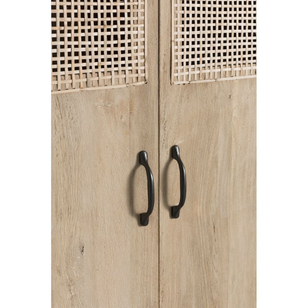 Armoire 3 Portes + 4 Tiroirs Rotin Manguier Naturel Jline de Jolipa Plante Ta Deco