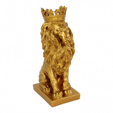 Lion Avec Couronne Doré Polyrésine Hauteur 57 Cm
