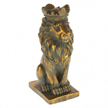 Lion Gardien De Porte Doré Antique/Gris Ciment