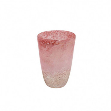 Vase Quartz Rose Clair Verre Hauteur 21 Cm