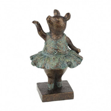 Figurine Cochon Dansant Bronze-Turquoise