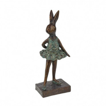 Figurine Lapin Dansant Bronze-Turquoise