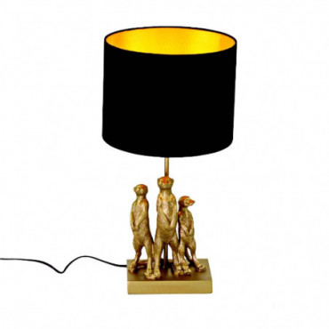 Lampe De Table Suricates Doré/Noir Polyrésine