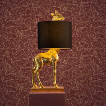 Lampe de table serpent Kaara, or-noir, polyrésine, 25,5x25,5x79,5 cm, E27