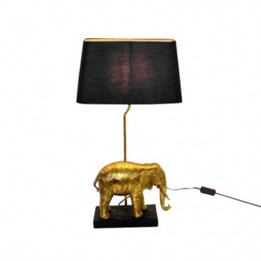 Lampe De Table Elephant Doré/Noir Polyrésine