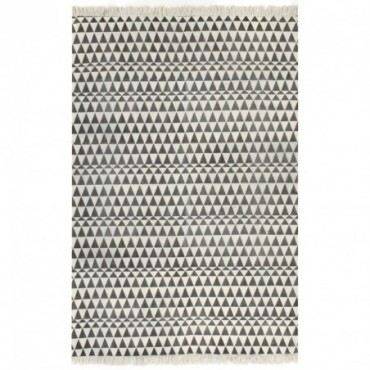Tapis Kilim Coton avec petits motif noir/blanc 120x180cm