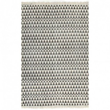 Tapis Kilim Coton avec petits motif noir/blanc 160x230cm