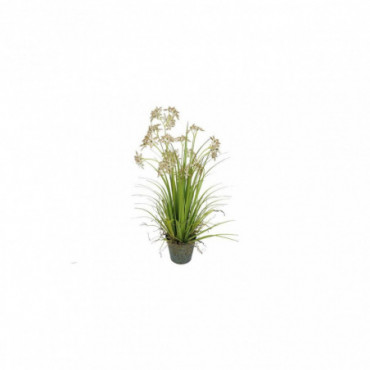 Allium de Naples artificiel fleurs beige et pot zinc H78cm Allium
