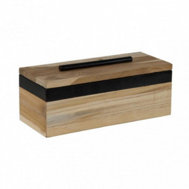 Boîte rectangulaire en bois massif peint en noir 24x10cm Jade