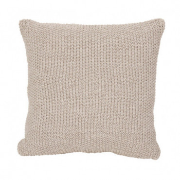 Coussin en coton tricoté couleur lin naturel Knit