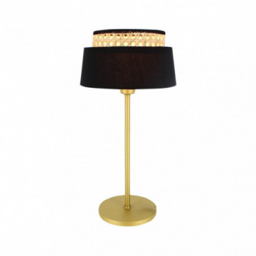 Lampe de table noire et pied en métal doré H41cm Avero