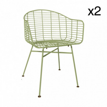 Lot de 2 fauteuils de table en métal vert outdoor Soho