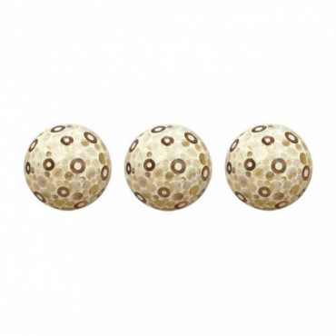 Set de 3 boules décoratives couvertes de nacres laquées D15cm Danang