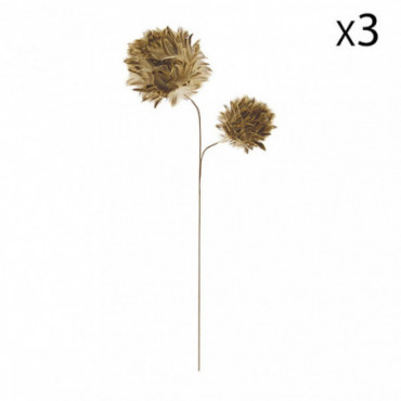 Set de 3 fleurs décoratives en plumes de canard H70cm Fagiano