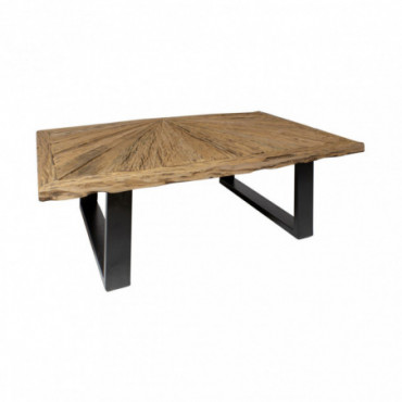 Table basse en bois de teck massif recyclé et structure métal noir...