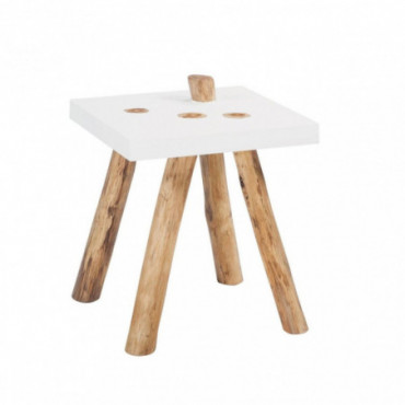 Table dappoint en teck avec plateau blanc H55cm Kota Blora