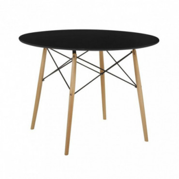 Table en bois avec plateau noir D100cm Zak