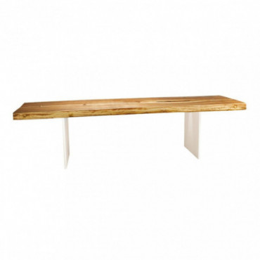 Table en bois massif dacacia pied en aluminium blanc 250x100cm Natura