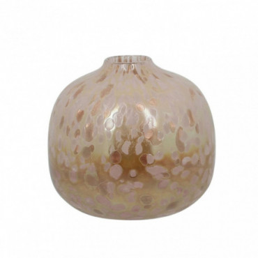Vase boule en verre soufflé rose et cuivré H15cm Coppra