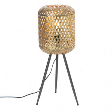 Lampe trepied ronde bambou metal naturel/noir - J-Line