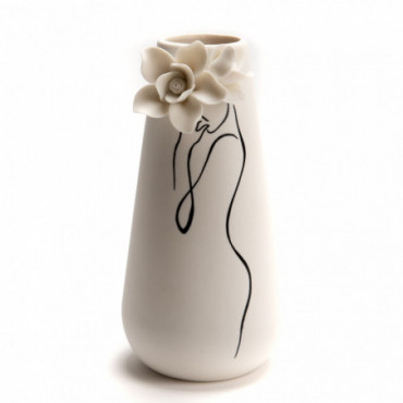 Vase Silhouette Femme Fleur
