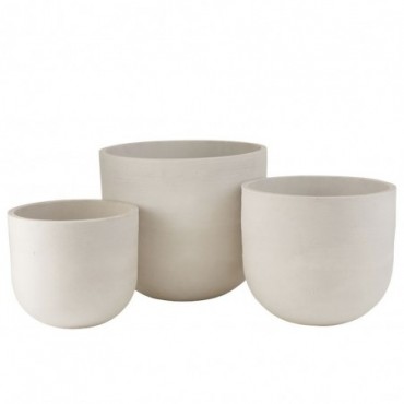 Set 3 Cachepots Ronds Ceramique Haut Blanc