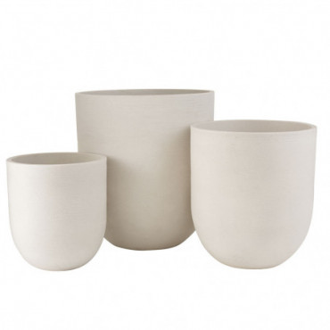 Set 3 Vases Ronds Ceramique Haut Blanc