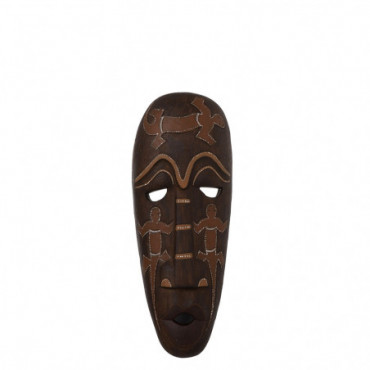 Masque Africain Yeux Ouverts Resine Marron
