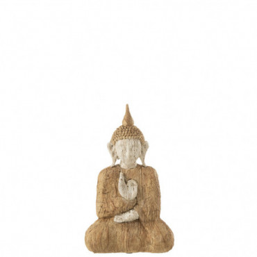 Bouddha Assis Poly Naturel/Beige Petit