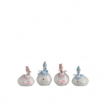 Poule Bebe Garcon/Fille Ceramique Bleu/Rose Small 8X8X13Cm
