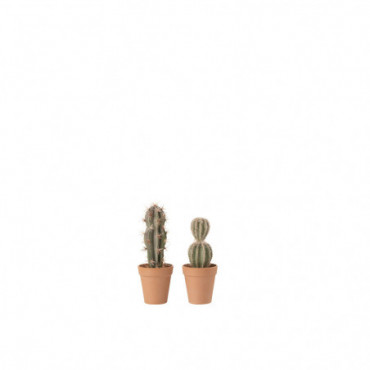 Cactus + Pot Synthetique Vert/Terracotta Petit