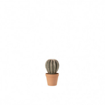 Cactus Boule + Pot Synthetique Vert/Terracotta Grand