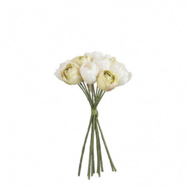 Bouquet Tulipe 12 Fleurs Polyester Blanc/Vert