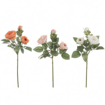 Rose Bouquet Fresh Touch Plastique Orange/Blanc Mix Petit