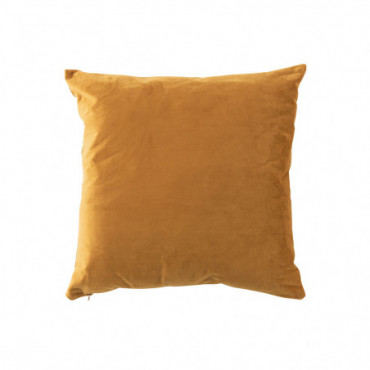 Coussin Carre Velours Ocre/Camel