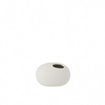 Vase Ovale Ceramique Blanc Mat Petit