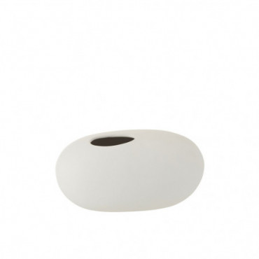 Vase Ovale Ceramique Blanc Mat Grand