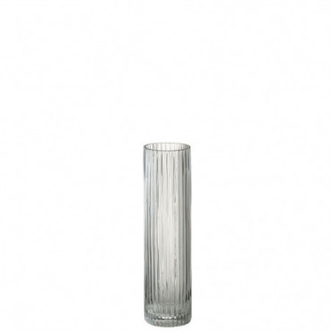 Vase Cylindrique Lignes Verre Transparent Moyen