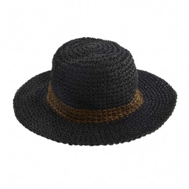 Chapeau En Corde De Papier Au Crochet  54 - 57 Noir Marron