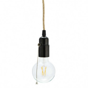 Suspension Lampe + Douille Avec Interrupteur 3 M Naturel Noir