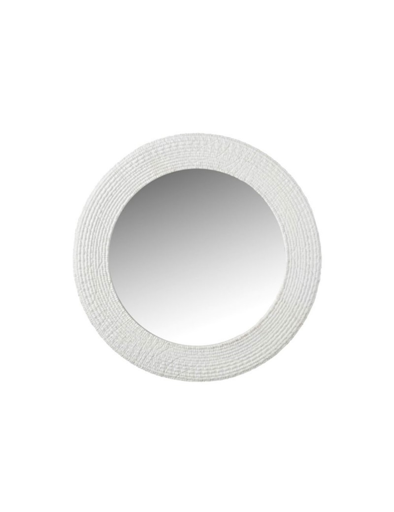 Miroir Rond Nervures Resine Blanc