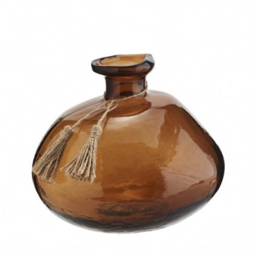 Vase En Verre De Forme Organique Avec Pompons 20.5X17.5Cm